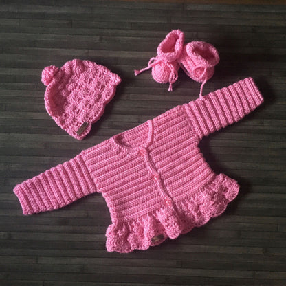 emma crochet baby sweater hat and booties