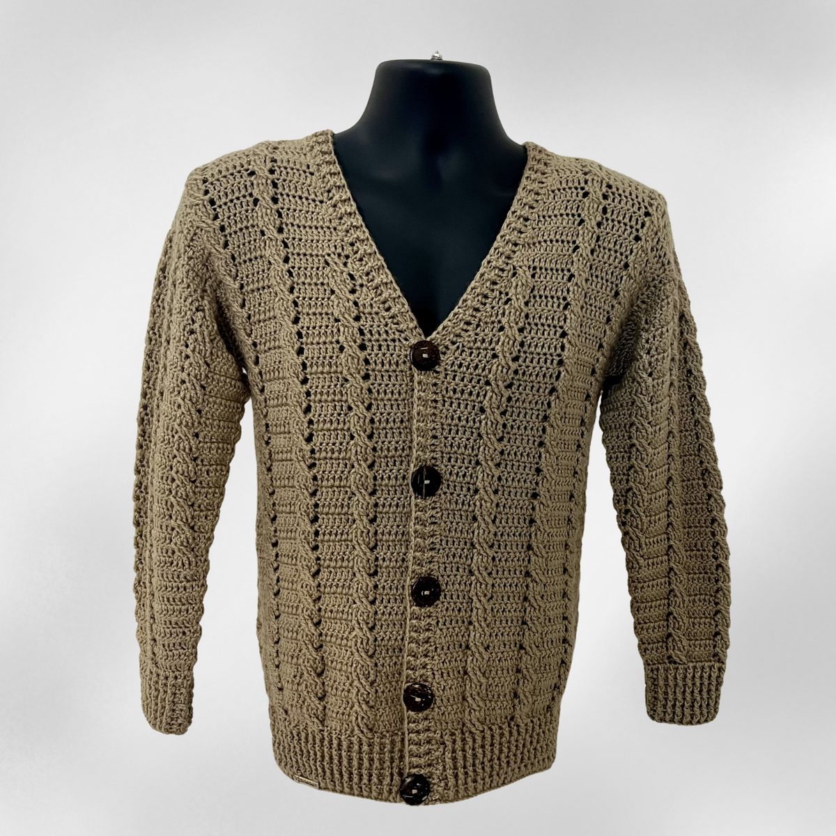 Ethan Adult Crochet Cardigan Pattern – Unisex XS-5XL | PDF Download | English Only