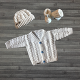 Ethan Baby Set Crochet Pattern - Cardigan (0-2Y), Hat (0-10Y) & Booties | English PDF