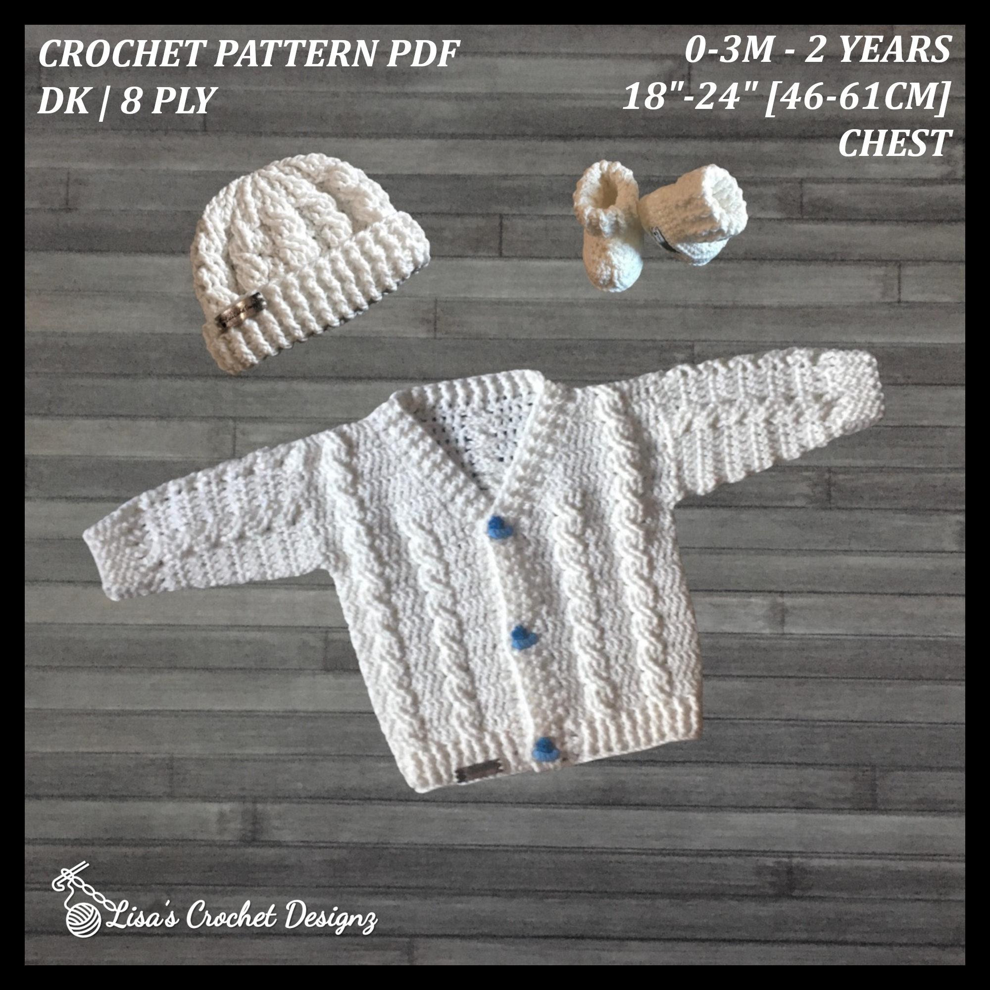 Ethan Crochet Hat Pattern | Smart Cabled Hat in Sizes Prem to 8-10 Years | English PDF