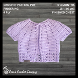 Crochet Baby Cardigan Pattern PDF – Eva Cap Sleeve Baby Sweater (0–3M)