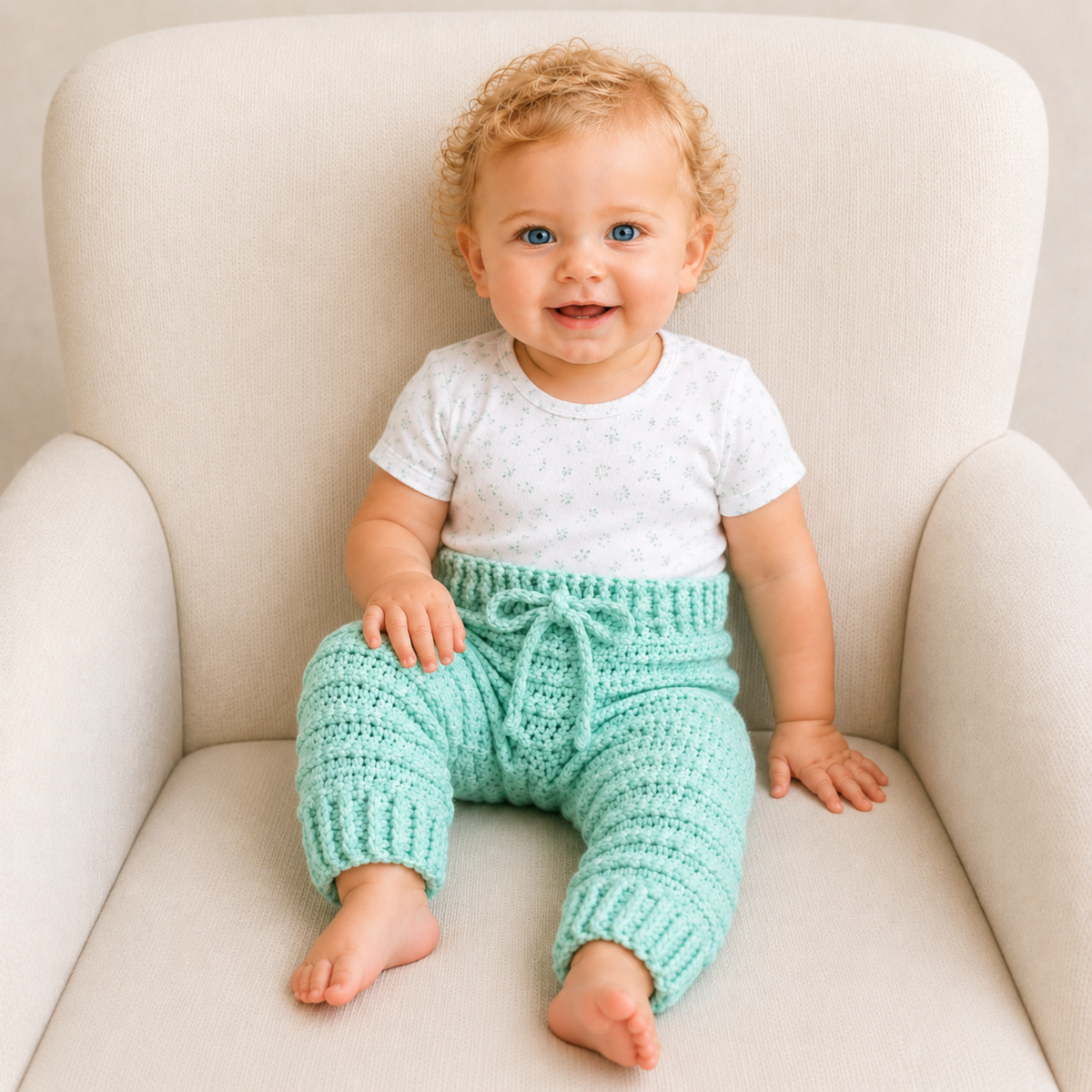 Crochet Baby Pants Pattern PDF – Fiona Baby Leggings (NB–2Y)