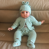 Crochet Baby Pattern Set – Fiona Cardigan, Pants, Hat, Booties & Bib