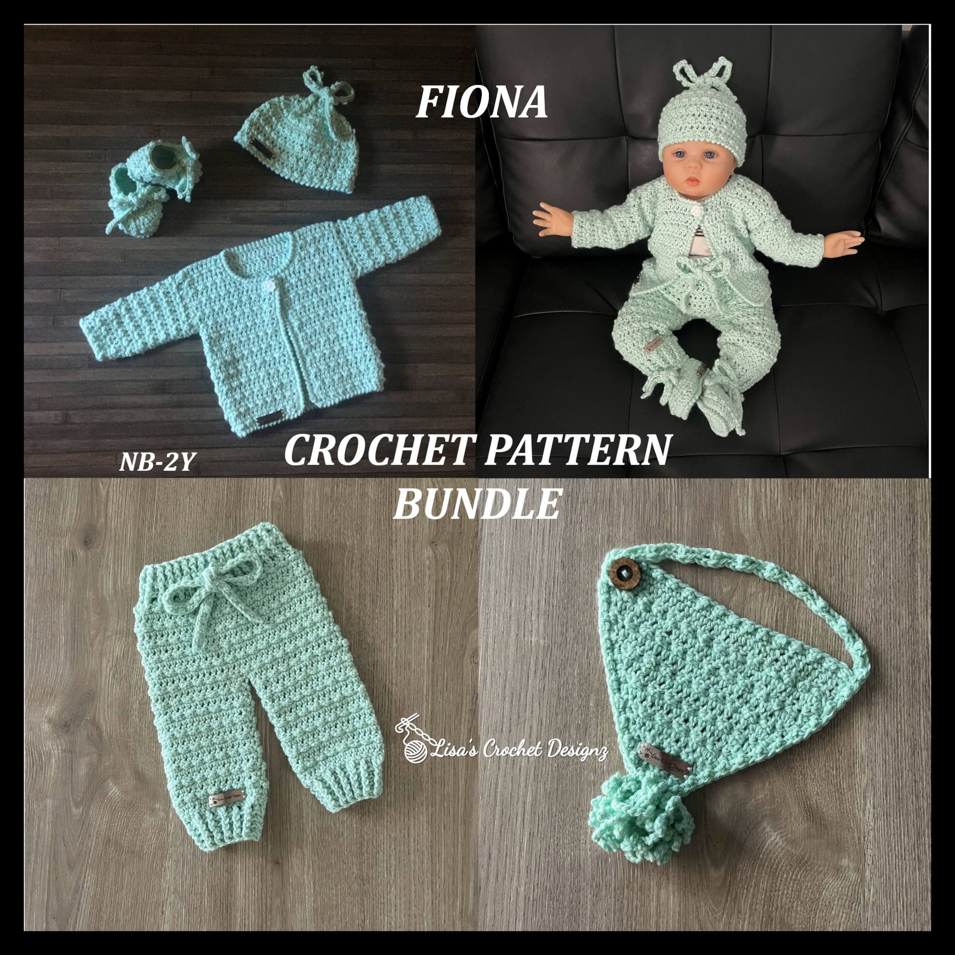 FIONA CROCHET PATTERN BUNDLE - 3 Crochet Patterns - Baby Sweater