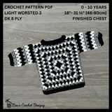 Crochet Baby & Kids Sweater Pattern PDF – Granny Square Pullover (0–10Y)
