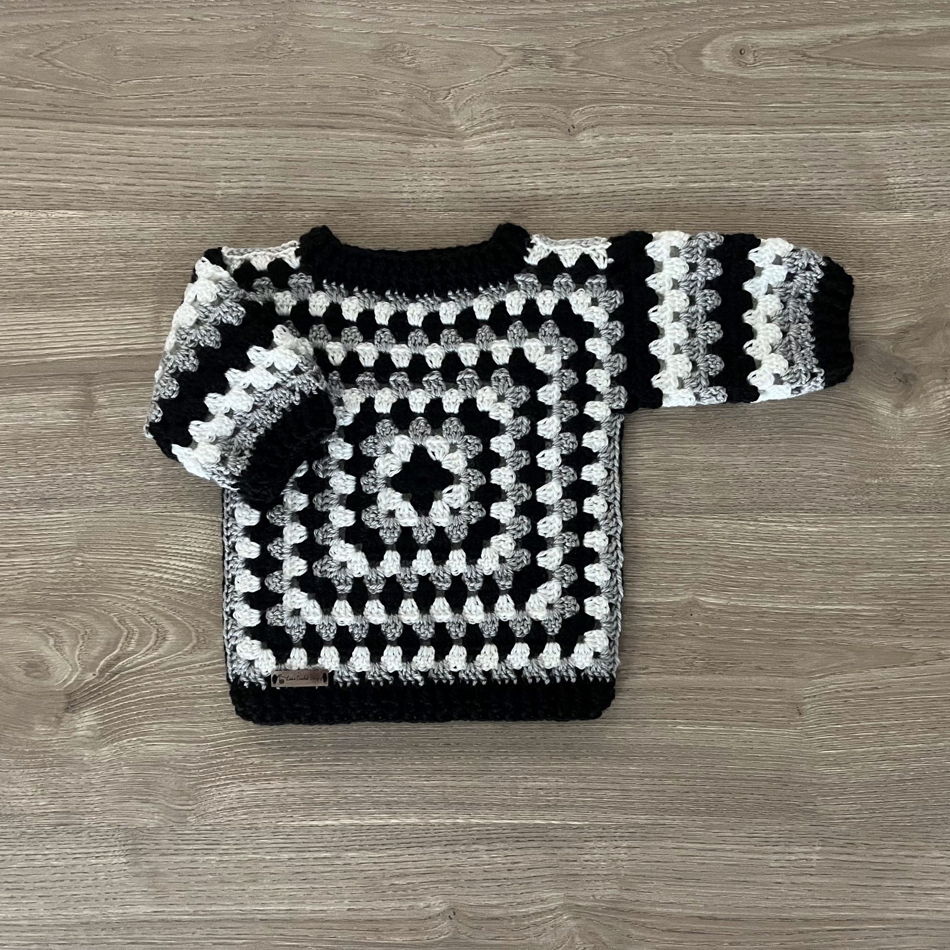 granny square sweater 1 arm down