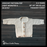 Crochet Baby Cardigan Pattern PDF – Grayson Baby Sweater (0–3Y)