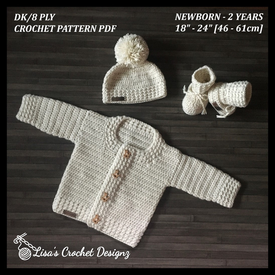 Grayson Textured Crochet Baby Booties Pattern | English PDF Download