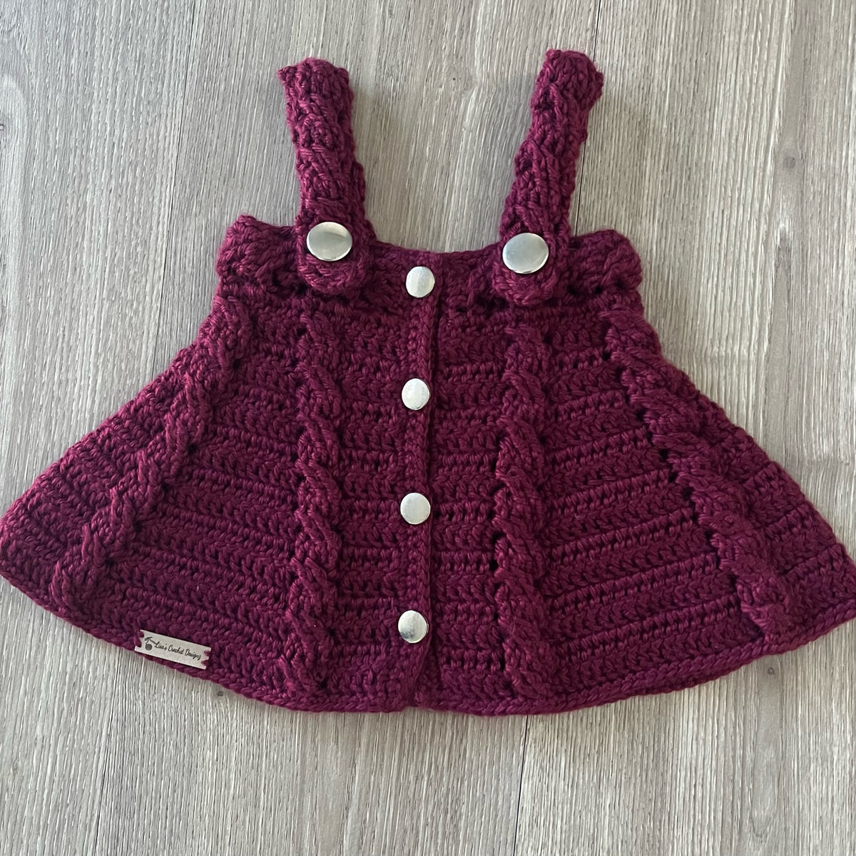 Crochet Baby Dress Pattern – Harper Cabled Pinafore Dress & Hat (0–4Y Dress / 0–10Y Hat)