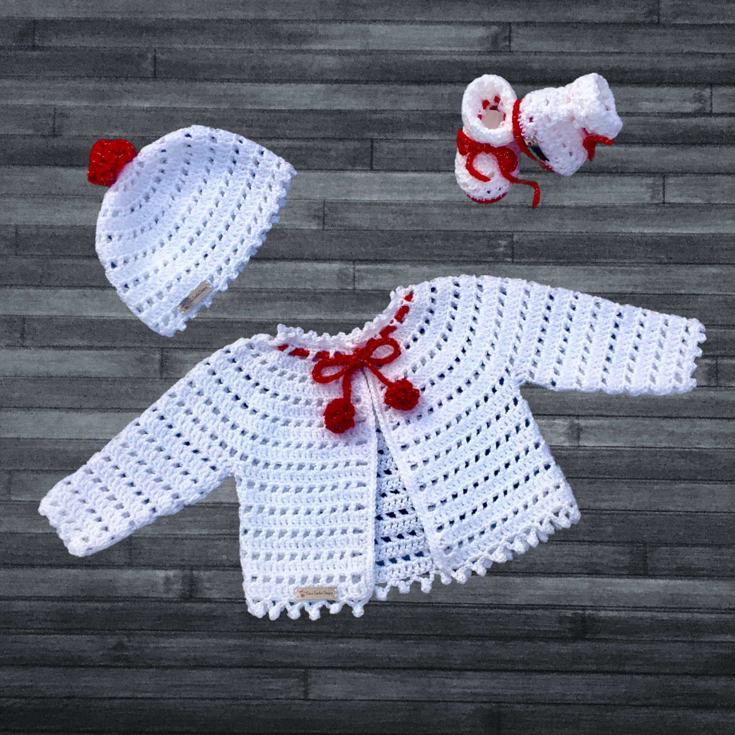 Crochet Pattern Holly Crochet Baby Christmas Cardigan Hat Booties Set