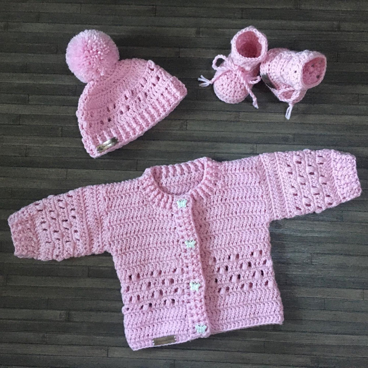 Crochet Pink Sweater Sets Sizes Baby Crochet Set Pattern – CUDDLES