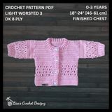 Crochet Baby Cardigan Pattern PDF – Izzy Baby Sweater (0–3Y)