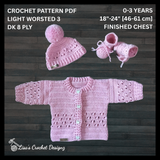 Crochet Baby Pattern Set PDF – Izzy Cardigan, Hat, Booties & Pants