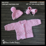 Izzy Crochet Pattern Collection – Cardigan & Pants (0-2 Yrs), Hat (0-10 Yrs) & Booties | PDF Pattern (English)