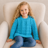 Crochet Pullover Sweater Pattern PDF – Jack Cabled Sweater (NB–10Y)