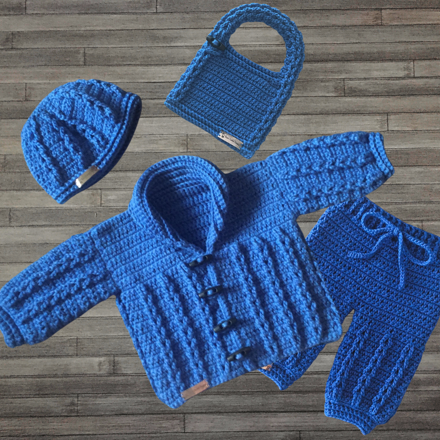 Crochet Pattern Jacob Cardigan, Hat, Baby Pants and Bib Set