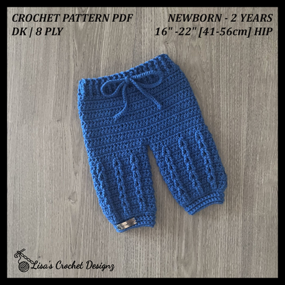 Crochet Pattern Jacob Baby Pants Newborn to 2 Years