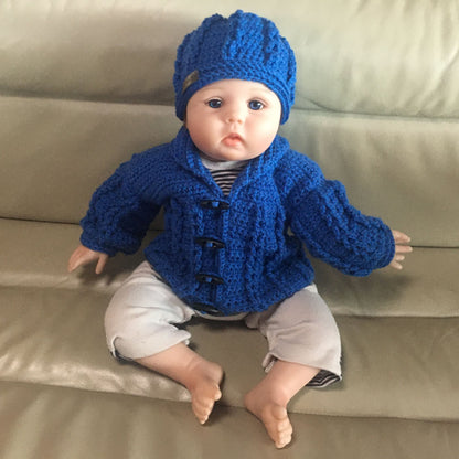 Crochet Pattern Jacob Cardigan, Hat, Baby Pants and Bib Set