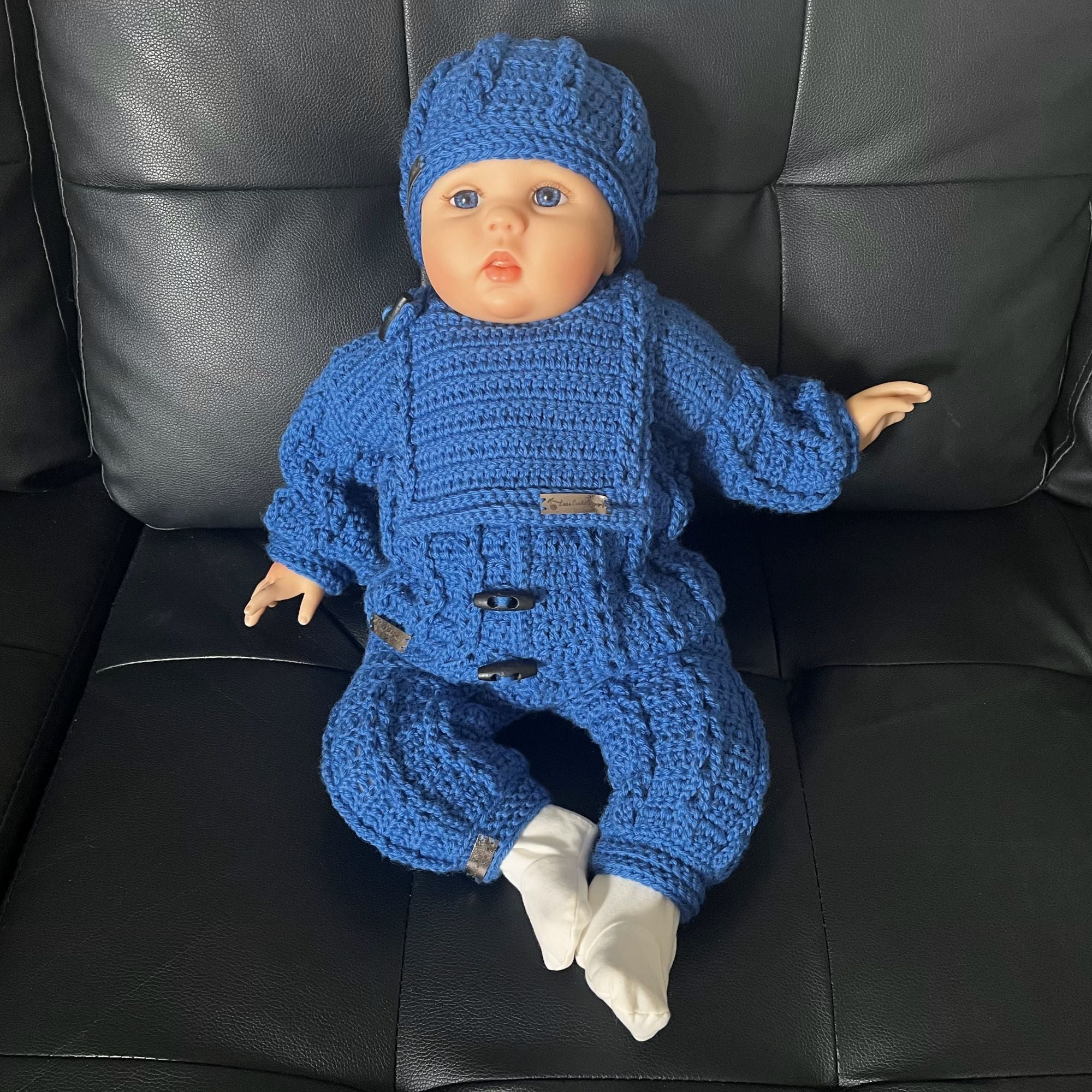 Jacob Crochet Pattern Collection – Baby & Kids Cardigan (NB-10Y), Pants (to 2Y), Hat & Bib – English PDF