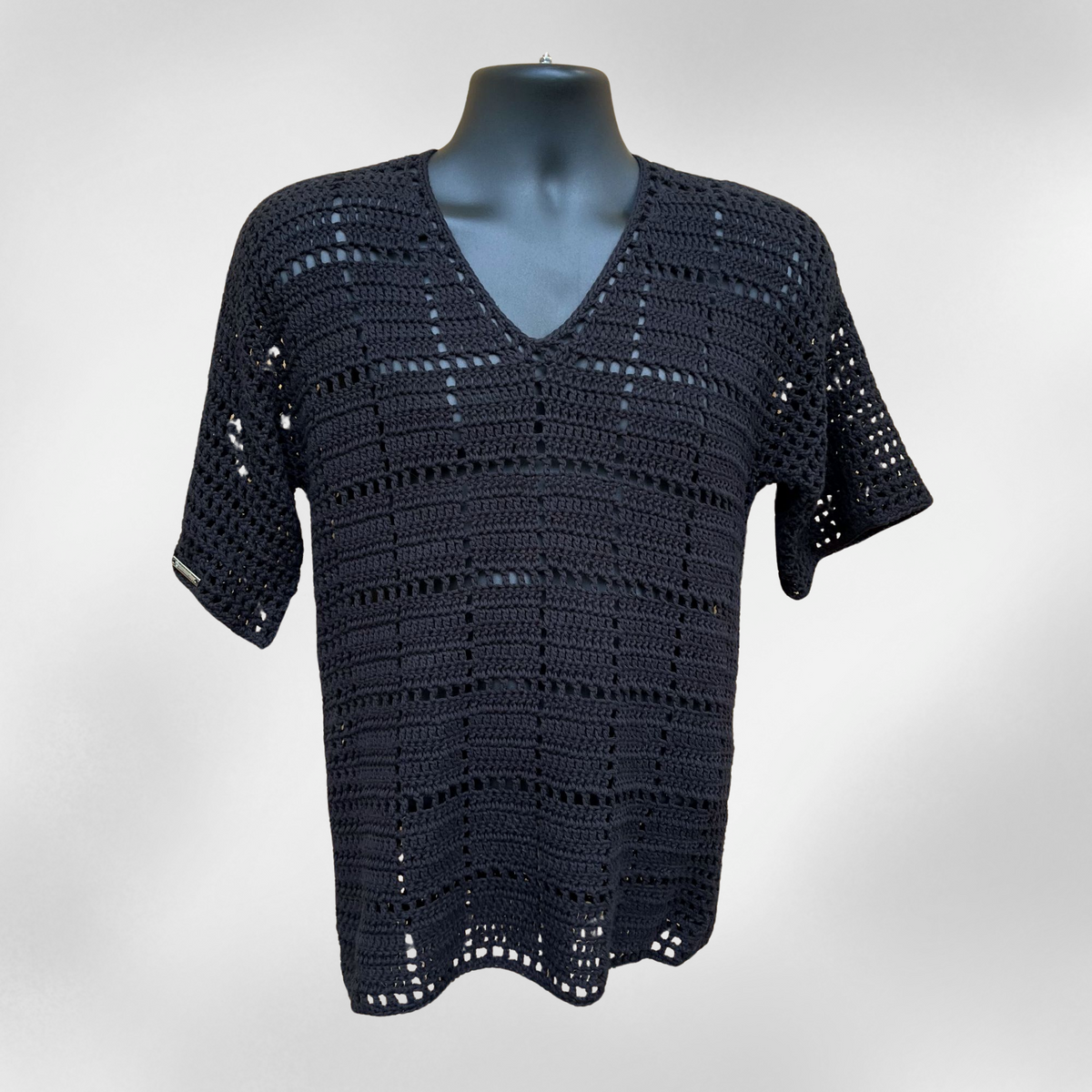 Jet Crochet Pattern – Men’s V-Neck Mesh T-Shirt | Summer Top (XS-2XL) | English PDF