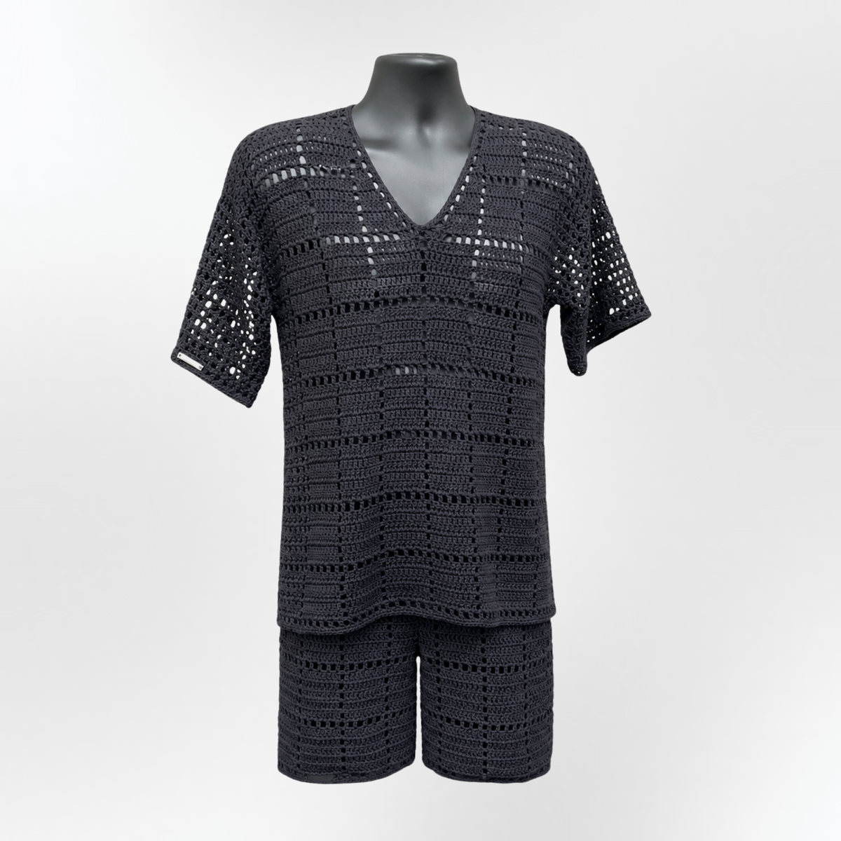 Crochet Men's T-Shirt & Shorts Set Pattern (XS–2XL) – Jet Matching Summer Outfit for Men & Women