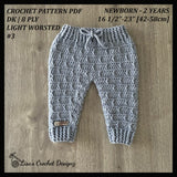 Kasey Crochet Pattern Collection – Cardigan & Hat (to 10Y), Baby Pants (to 2 Y), Booties – English Only