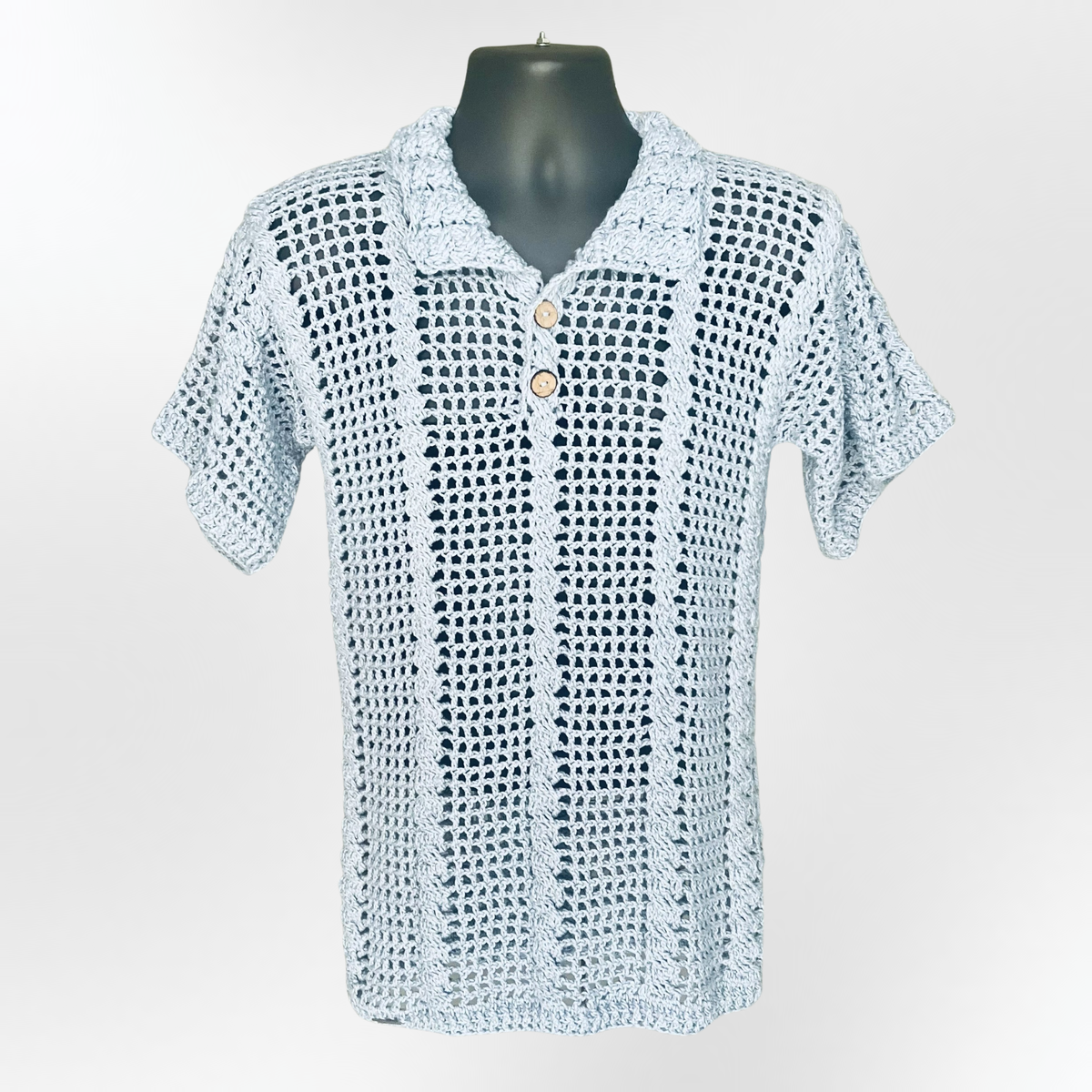 Kayne Crochet Pattern Men's Cabled Polo Shirt (S-5XL) – Digital PDF Pattern in English