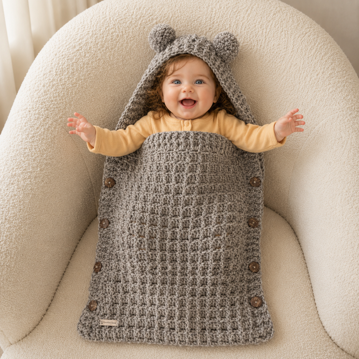 Crochet Baby Cocoon Pattern – Koala Textured Sleep Sack (NB–12M)