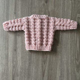 Crochet Newborn Cardigan Pattern – Lola Cabled Baby Sweater – English Only
