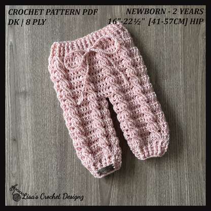 Crochet Pattern Lola Baby Pants Newborn to 2 Years