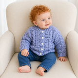 Crochet Baby Cardigan Pattern PDF – Lola Cabled Baby Sweater (0–2Y)