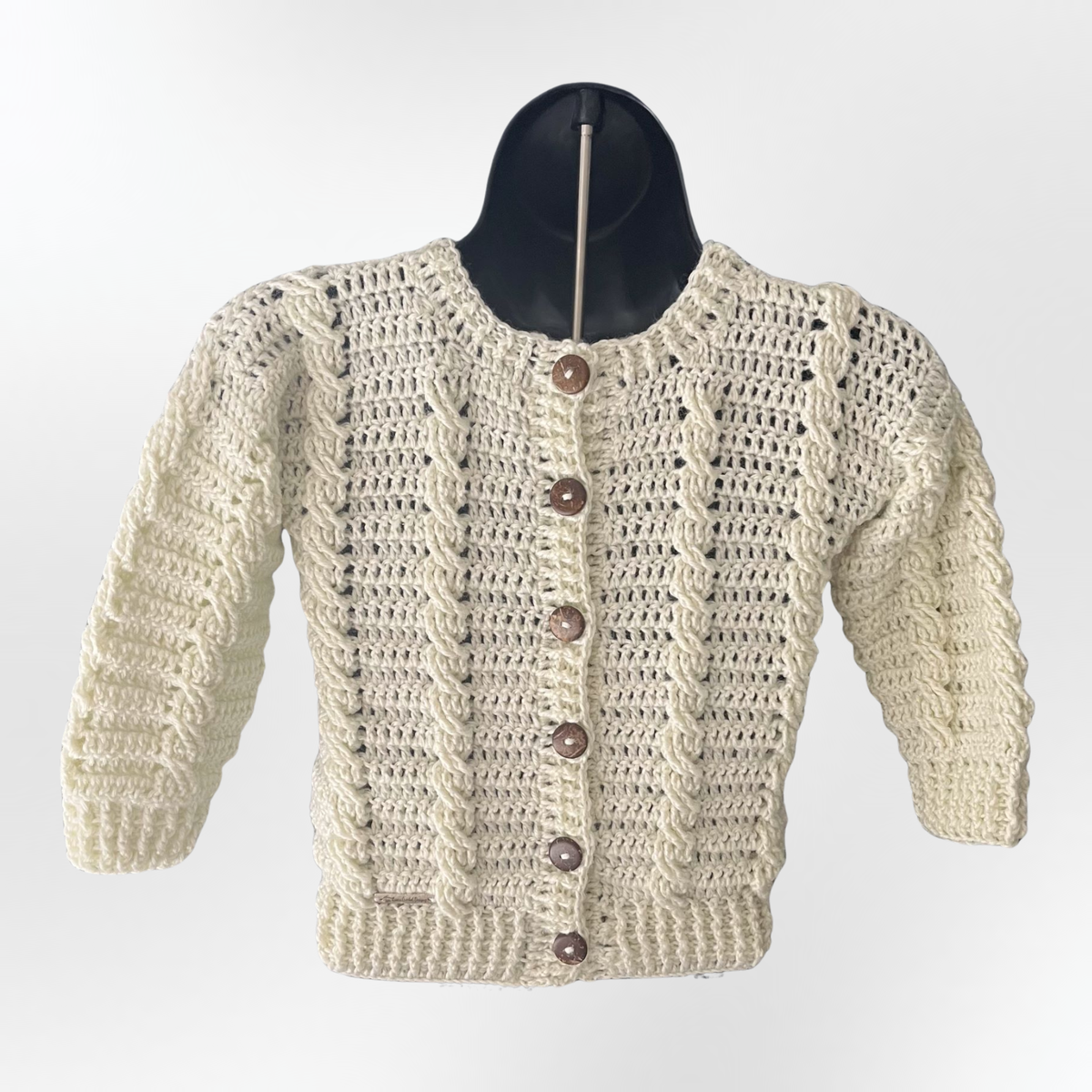 Crochet Kids Cardigan Pattern – Lola Cabled Cardigan (Ages 3–12 Years) – English Only
