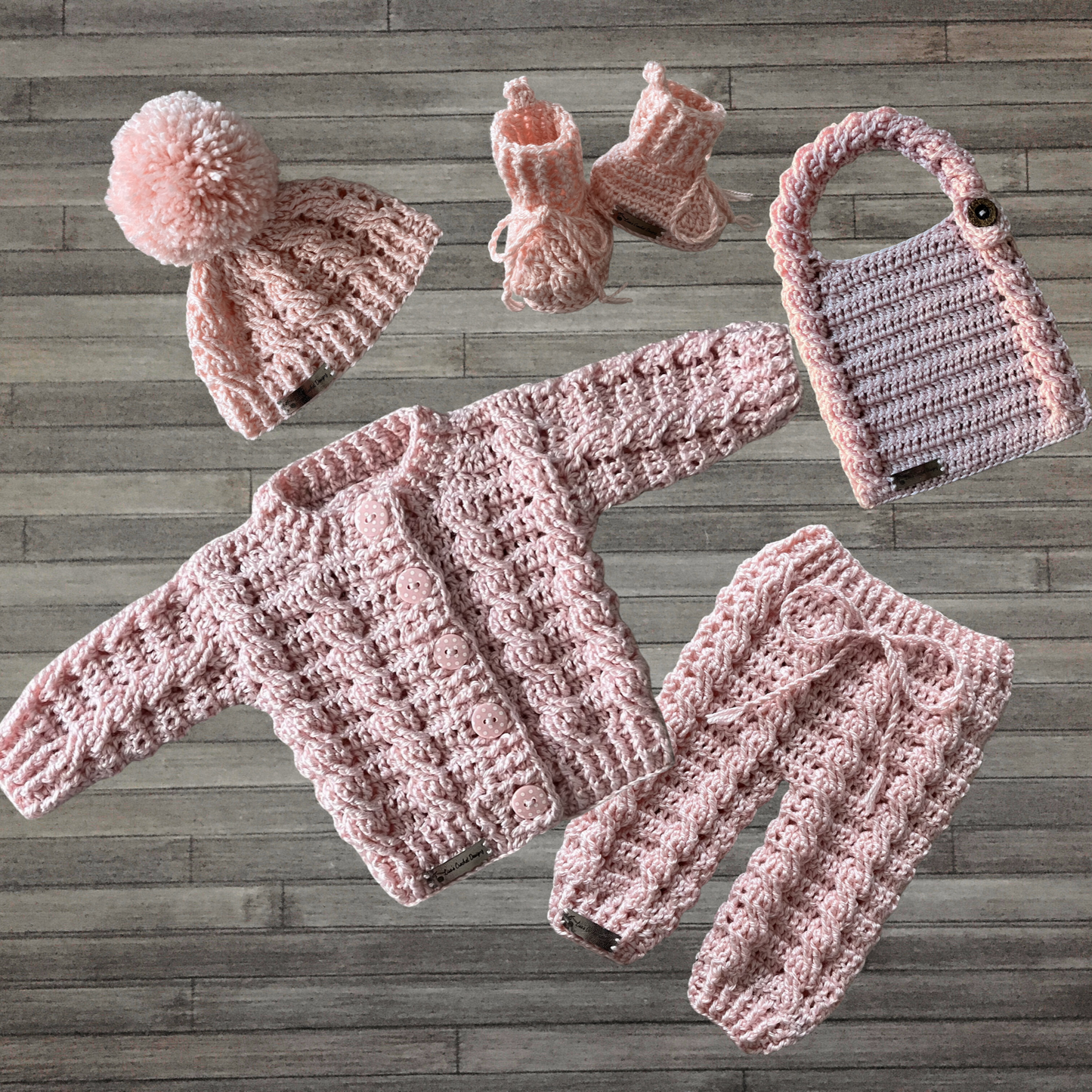 Crochet Pattern Lola Newborn Cardigan Hat Booties Pants Bib