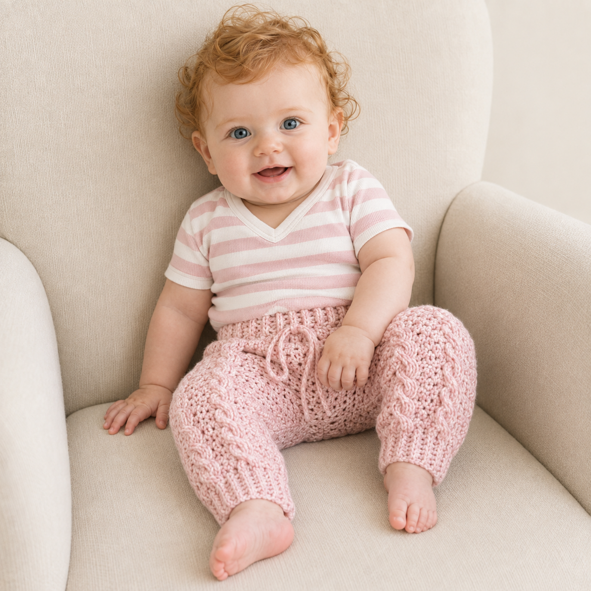 Crochet Baby Pants Pattern PDF – Lola Cabled Baby Trousers (NB–2Y)