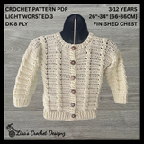 Crochet Kids Cardigan Pattern – Lola Cabled Cardigan (Ages 3–12 Years) – English Only