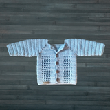 Crochet Baby Cardigan Pattern PDF – Luke Baby Sweater (0–3M)