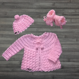 Crochet Baby Set Pattern PDF – Luna Cardigan, Hat & Booties (0–3 Months)