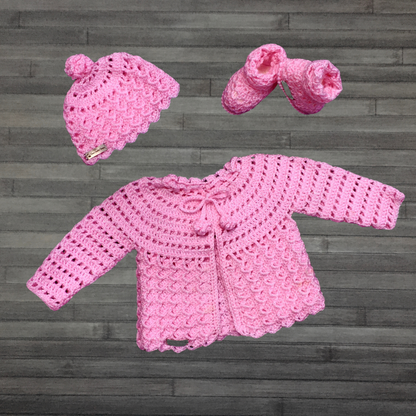 Crochet Pattern Luna Crochet Cardigan Hat Booties Set Baby 0-3 Months