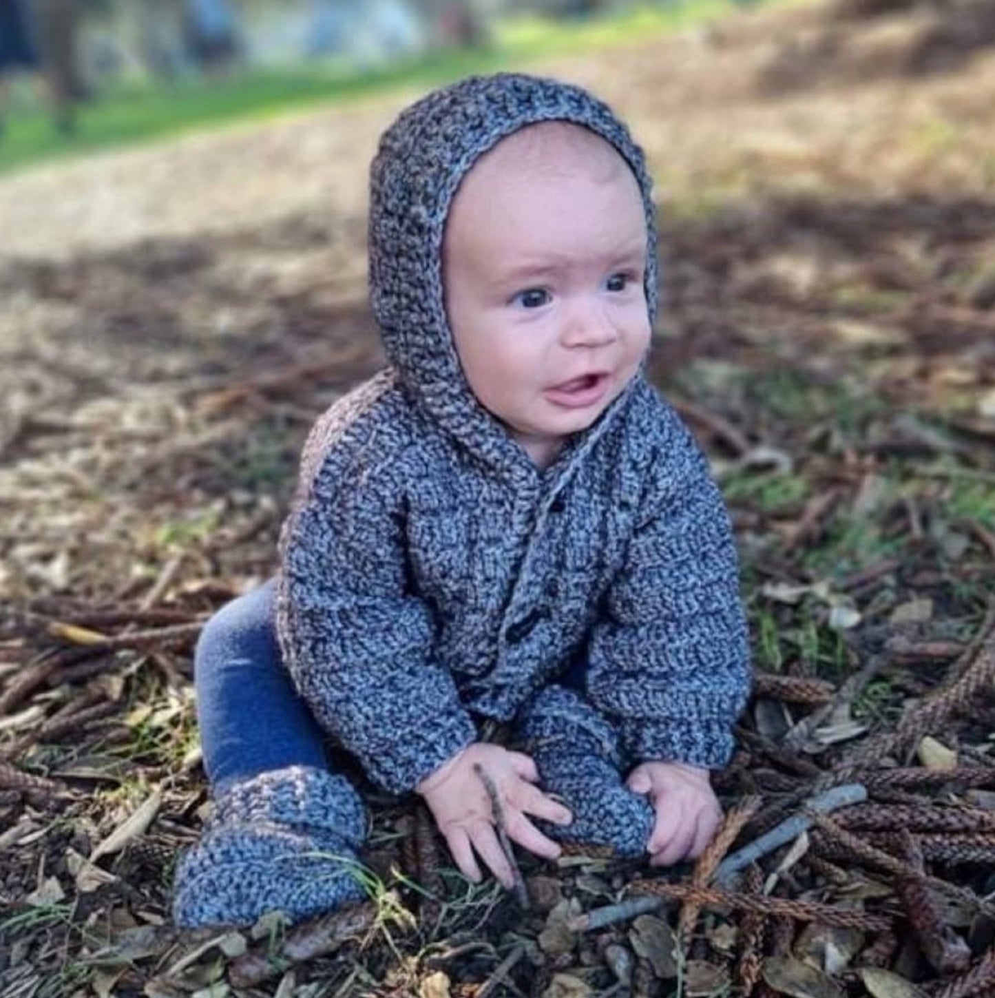 Crochet Pattern Mason Baby Hoodie and Booties to 1 Year