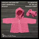 Crochet Baby Hoodie & Booties Set Pattern PDF – Michelle Hooded Cardigan & Booties (0–3M)