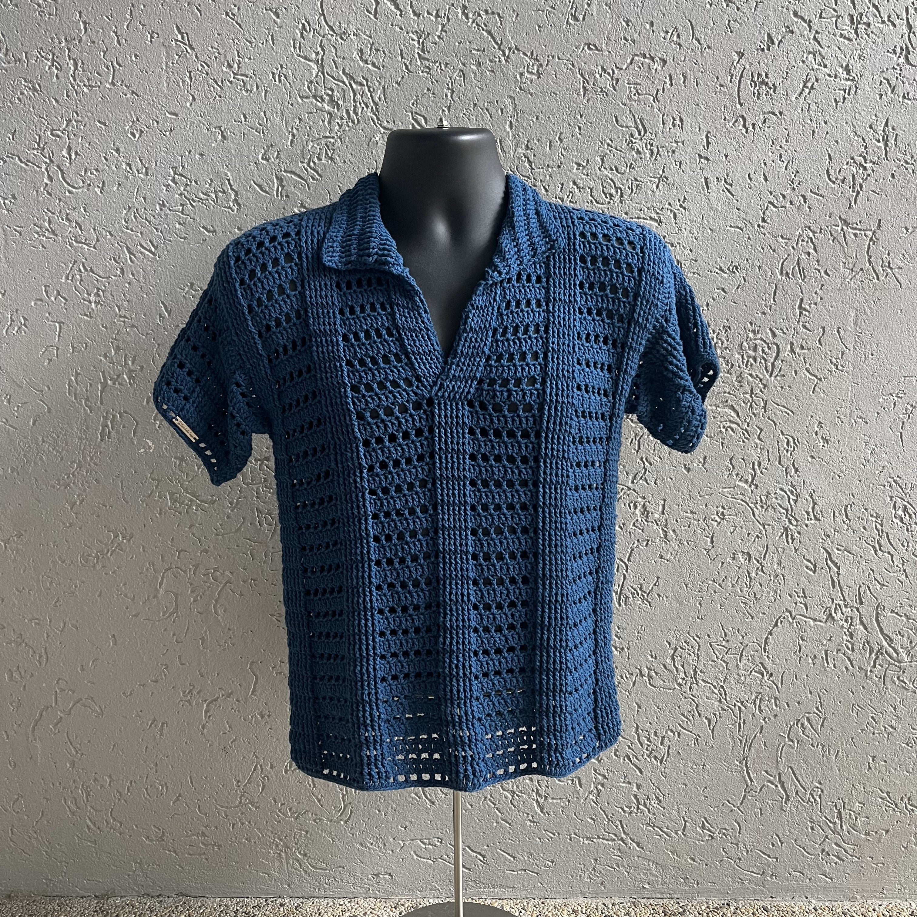 Ocean Crochet Pattern Men's Polo Shirt (S-5XL) – Digital PDF Pattern in English