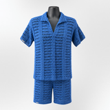 Crochet Men's Polo Shirt & Shorts Set Pattern (S–5XL) – Ocean Matching Summer Outfit for Men & Women