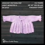 Crochet Baby Cardigan Pattern PDF – Orchid Tie-Front Baby Sweater (0-2Y)