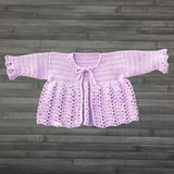 Crochet Baby Cardigan Pattern PDF – Orchid Tie-Front Baby Sweater (0-2Y)