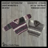 Crochet Sweater & Vest Pattern PDF – Rebel Pullover & Vest (6M–8Y)
