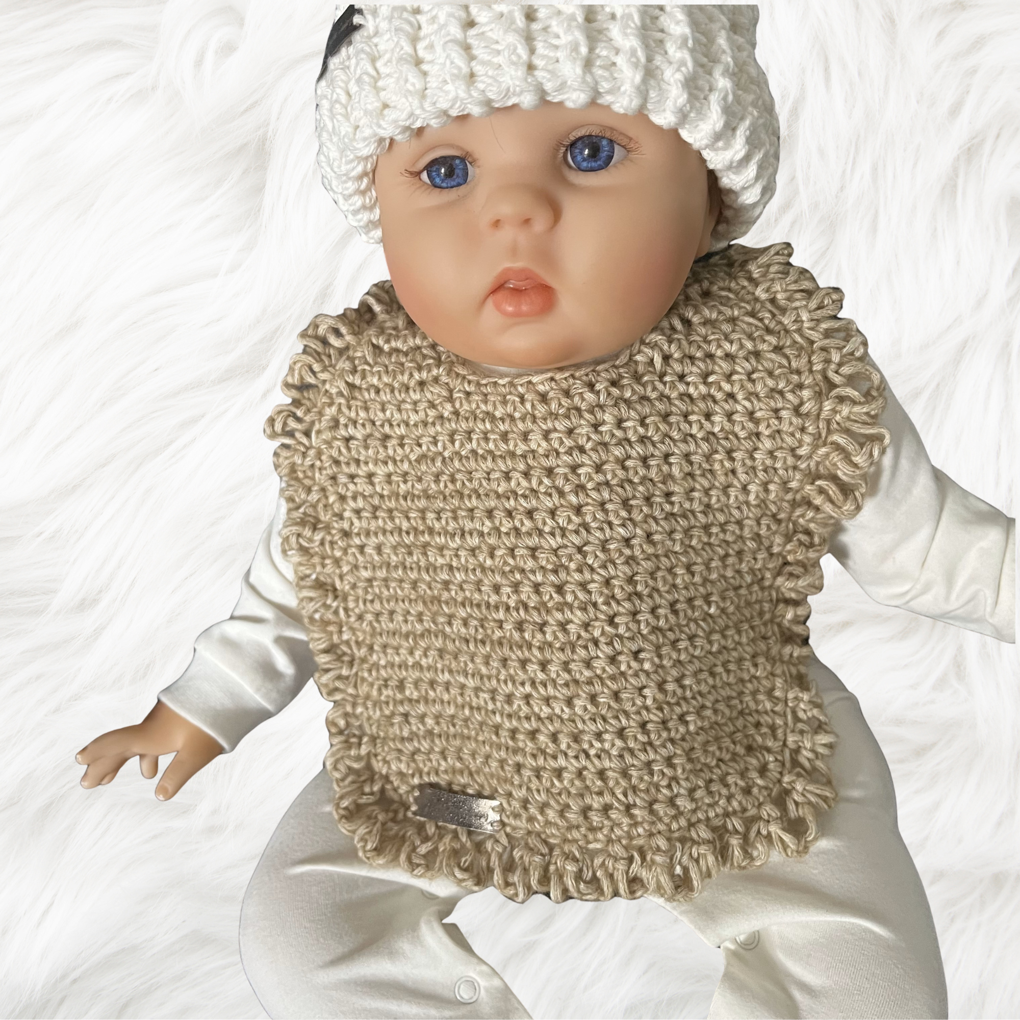 Renee Crochet Baby Bib Pattern | Stylish & Adjustable Unisex Baby Bib English PDF