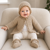 Crochet Baby Set Pattern PDF – Renee Cardigan, Hat & Booties (NB–10Y)