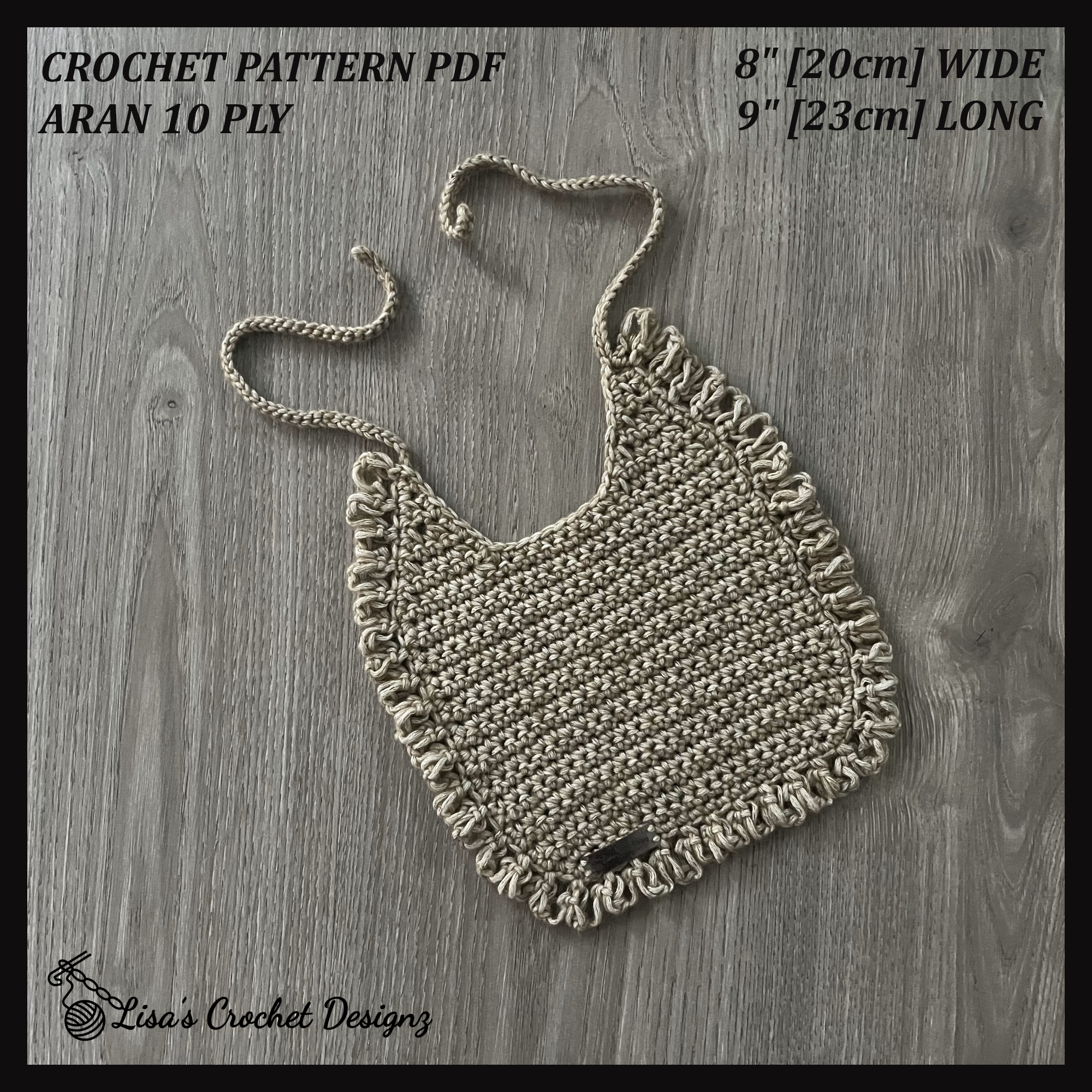 Renee Crochet Baby Bib Pattern | Stylish & Adjustable Unisex Baby Bib English PDF