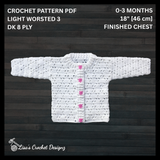 Crochet Baby Cardigan Pattern PDF – Rihanna Baby Sweater (0–3M)