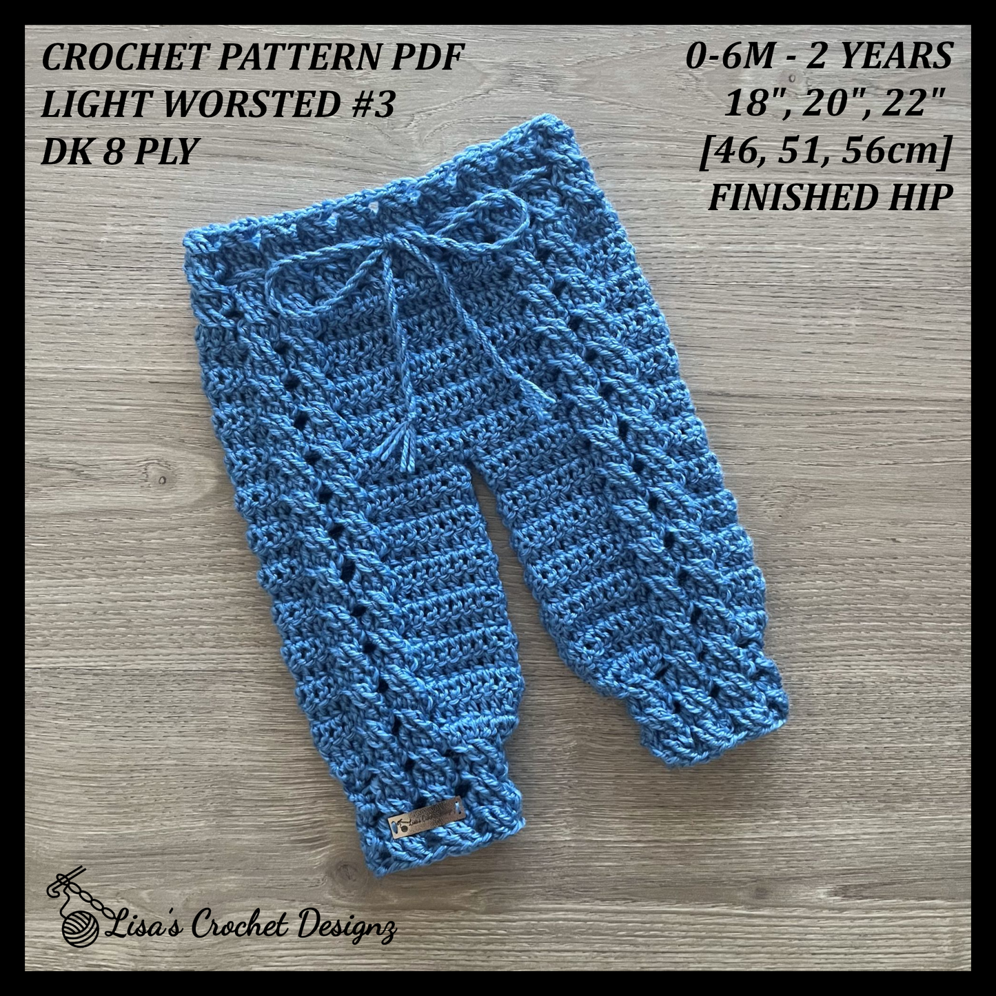 Crochet Pattern River Baby Pants to 2 Years